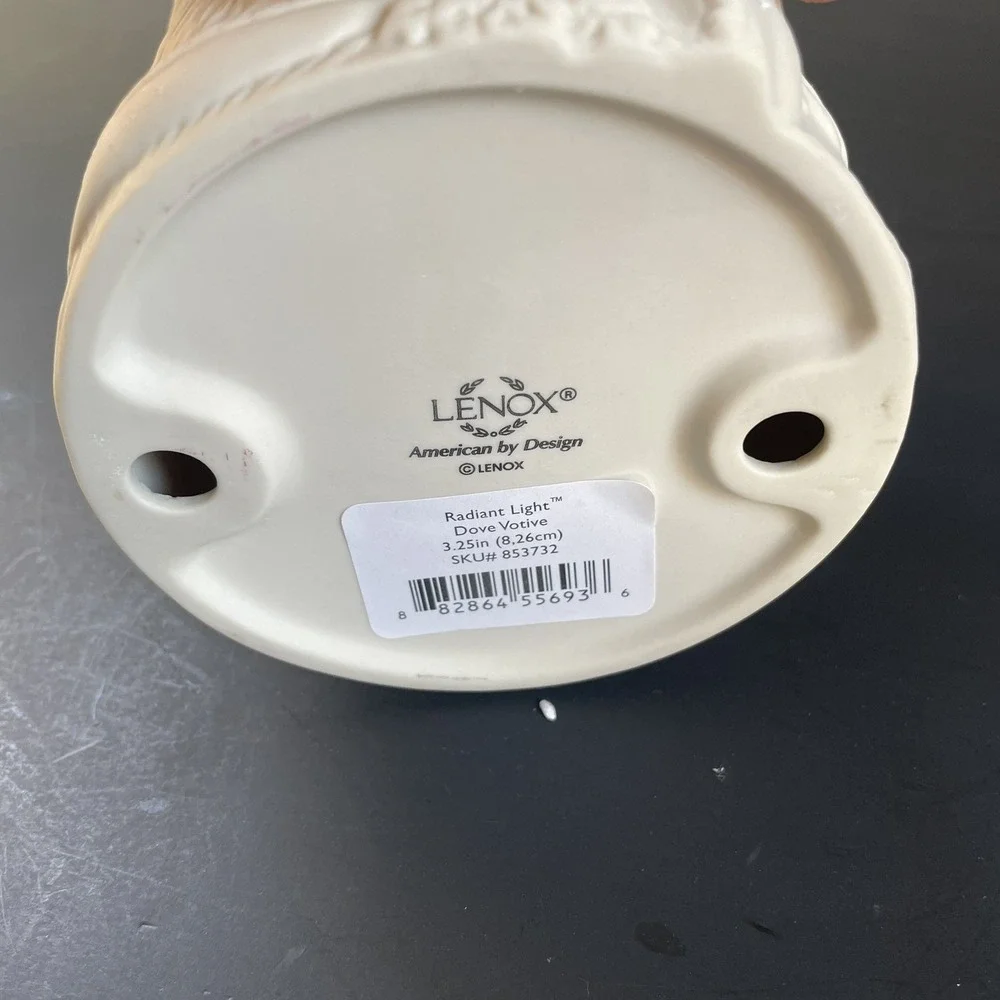 Lenox Radiant Light Dove Votive‎ Candle Holder w/Candle Christmas 3 1/2